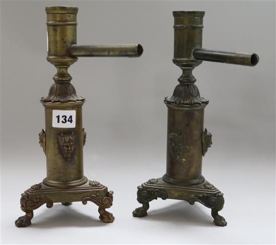 A pair of Regency bronze colza bases